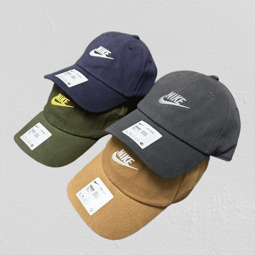 Stack of caps in four colors